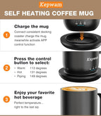 Self-Heating Coffee Mug T1, 16oz Rechargeable Heated Coffee Mug, Smart Coffee Warmer Mug with App-Controlled,Advanced Temperature-Controlled Heating Coffee Gifts for Women Men Coffee Lover