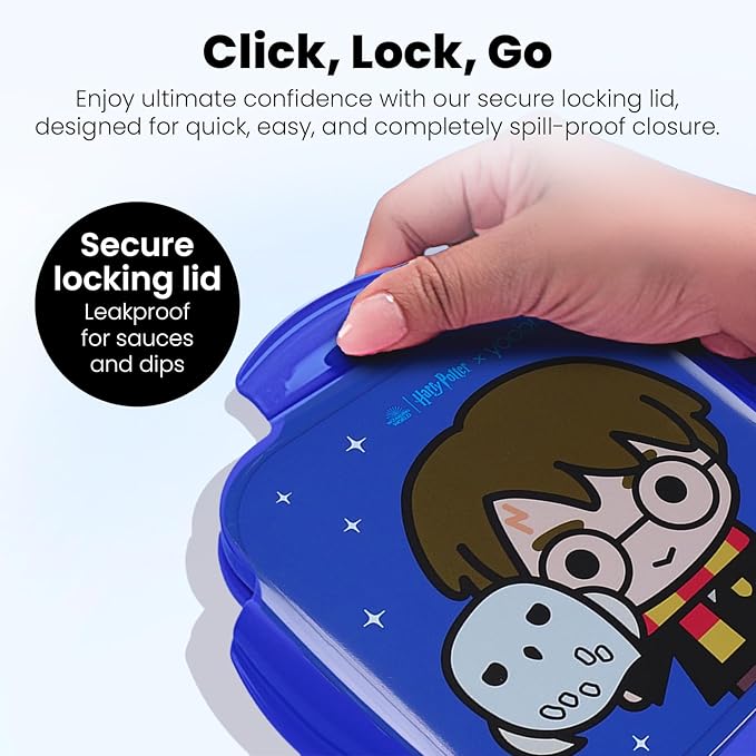 Yoobi Harry Potter X Hedwig Bento Box & Ice Pack – Fun Gift for Kids – 3 Compartment Lunch Box, Dishwasher & Microwave Safe Food & Snack Container for Kids – BPA & PVC Free, Leakproof
