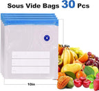 Sous Vide Bags, 30 PCS 10"X13.5" Reusable Vacuum Seal Bags for Food,Vacuum Zipper Sealer Bag for Sous Vide Cooking,Freezer Safe,Microwave Heating and Food Storage