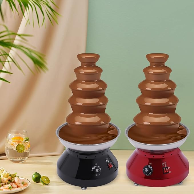Commercial Chocolate Fountain Machine 5-Tier, 7 Lb Large Capacity Stainless Steel Melting Heater, 3000ml 230w 110v, for Hot Chocolate, Nacho Cheese, Liqueurs Electric, Christmas, Wedding, Party(Black)