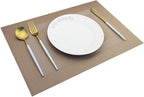 PIGCHCY Placemats Set of 6,Washable Woven Vinyl Kitchen Table Mats Non Slip Durable Placemats,Heat Resistant Placemats for Dining Table (Champagne)