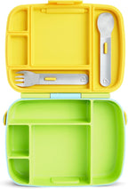 Munchkin Lunch Bento Box for Kids and Toddlers, Includes Stainless Steel Utensils, BPA-Free, 18 Months and Up, Blue/Green/Yellow