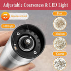 Electric Pepper Grinder or Salt Grinder Mill - USB Rechargeable - Durable Modern Style - Automatic Black Peppercorn or Sea Salt Spice Mill with Adjustable Coarseness - One Grinder Included