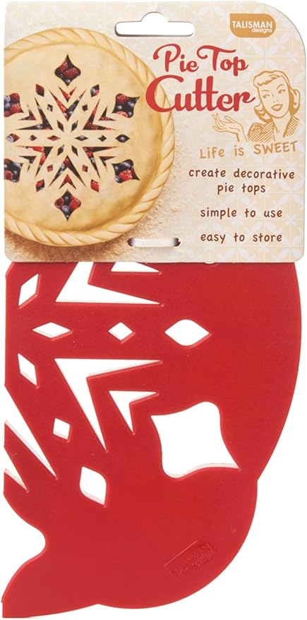 Talisman Designs Pie Top Cutter | Pie Crust Cutter | Pie Decorating Tools | Pie Pastry Baking Accessories | Stencil Crust Cutout | 10-Inch | Snowflake Design | Red