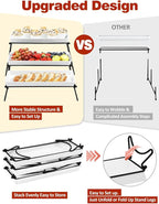 Yedio 3 Tier Serving Tray Set, 14" White Porcelain Platters with Collapsible Metal Stands, Tiered Serving Stand for Party Food Display, Cupcakes, Desserts, Fruit & Appetizers