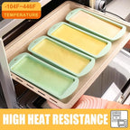4Pcs Layer Cake Pans Set, 10 Inch Rectangle Rainbow Cake Baking Pans,Silicone Cake Molds for Mousse Pizza Vegetable Pancake