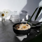 KooK Soup Bowls, Cereal Bowl, Ceramic, Bowls for Kitchen, Microwave, Dishwasher and Freezer Safe, Porcelain Dishes for Pasta, Salad, Oatmeal, Deep Interior, 20 oz, Set of 6, (Black)