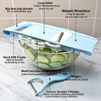 5 in 1 Mandoline Slicer for Kitchen, Vegetable Slicer Multi Blade Potato Chip, Veggie shredder, Vegetable Cutter, Julienne Shredder and peeler For Small Job In Kitchen Blue