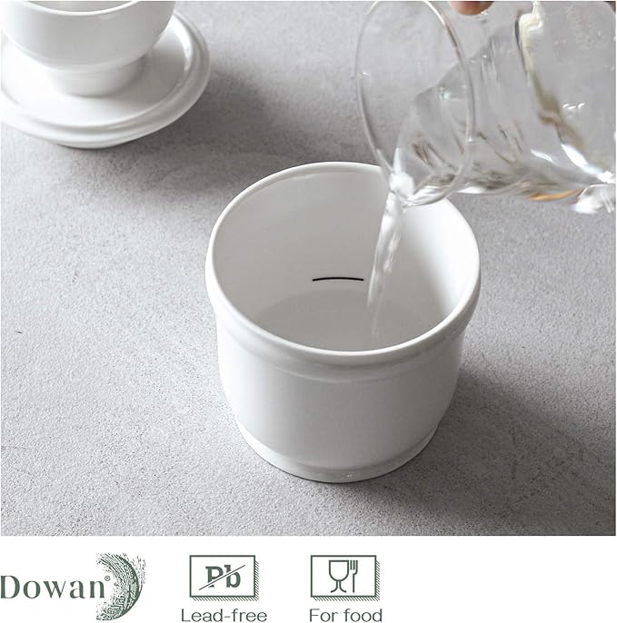 DOWAN Porcelain Butter Crock, French Butter Dish for Fresh Spreadable Butter, Butter Keeper with Water Line, No More Hard Butter, Housewarming Gift for Butter Lovers, White