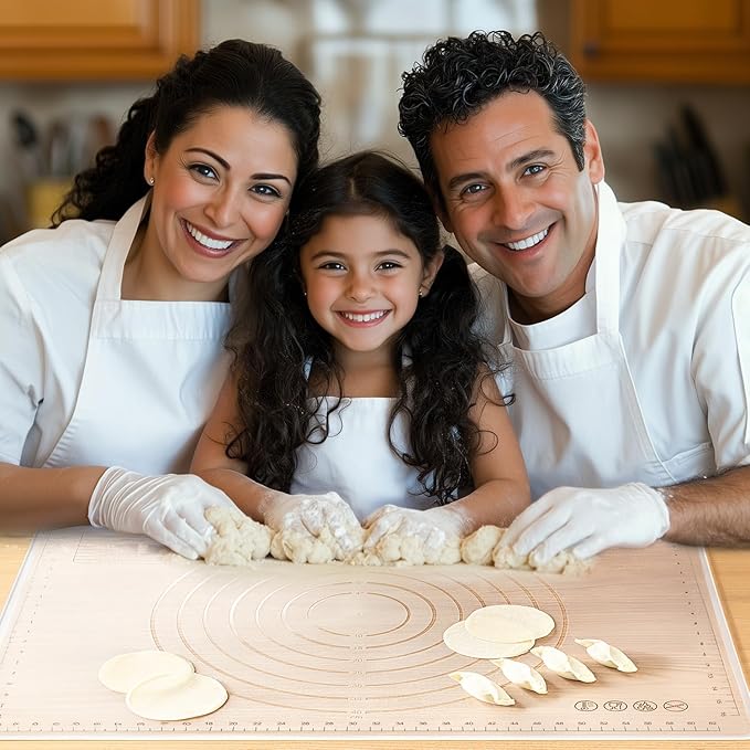 Silicone Baking Mat, Silicone Pastry Mat 27.56"×19.69" Extra Thick Non Stick Baking Mat Food Grade Silicone Dough Rolling Bake Mat with Edge Heightening - High Transparency