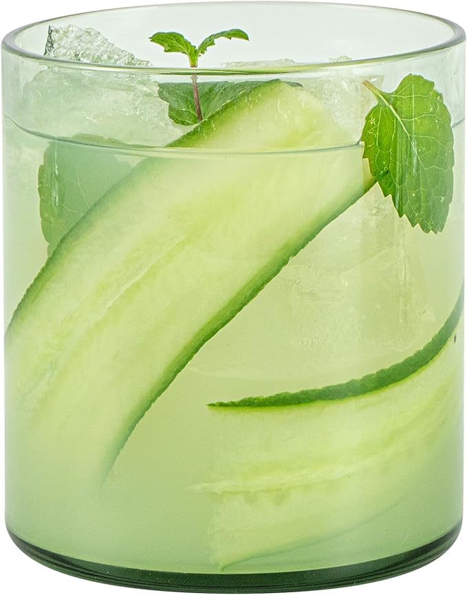 Restaurantware-Vetri 10 Ounce Old Fashioned Glasses, 6 Dishwashable Whiskey Glasses - No-Lead, Durable, Green Glass Tumblers For Scotch, For Drinking Liquor, Cocktail, Bourbon, Cognac, And More