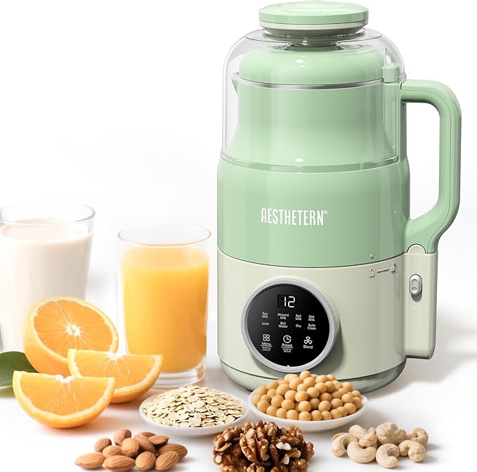Nut Milk Maker Machine, Soy Milk & Oat Milk Maker with 8 Presets, High-Speed Blender, Auto-Clean, Delay Start, 33oz Almond Milk Maker for Plant-Based & Dairy-Free Beverages, Green