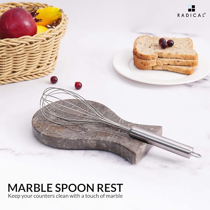 Radicaln Marble Spoon Rest 8'' inches Oceanic Handmade Non-Slip Kitchen Utensil Holder - Kitchen Utensil Holder for Countertop, Dining table, Coffee Table and stove top