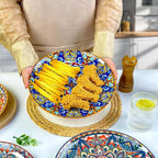 Dinner Plates 6 pcs,8.5 Inch Ceramic Plates, Microwave, Oven and Dishwasher Safe, Colorful Bohemian Style Dishes for Kitchen