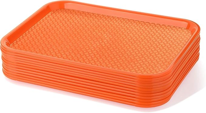 New Star Foodservice Fast Food Tray, Set of 12 (Orange, 10 by 14 Inch)