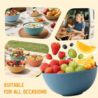 Homienly Wheat Straw Bowls Set of 6, 40 OZ Cereal Bowls for Kitchen, Unbreakable Soup Bowl with Unique Texture, Alternative to Plastic Bowl for Decoration, Microwave & Dishwasher Safe, Reusable,Multi