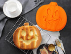 JETKONG 8-Inch Pumpkin Cake Pan Silicone Pumpkin Cake Mold 3D Pumpkin Shaped Baking Cake Tin (Orange)
