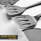 Silicone Spatula Set, 600°F Heat Resistant Silicone Spatula Turner Flipper for Cooking, Non Stick and Non Scratch Kitchen Utensils for Eggs & Fish, 2 Pack, Black