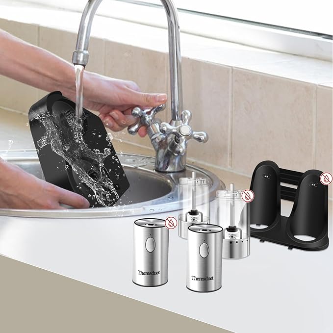 Upgraded Electric Salt and Pepper Grinder Set Automatic with Adjustable Grinding Speed and Externally Adjustable Coarseness, Rechargeable Pepper Grinder with USB Charging Base and LED Light