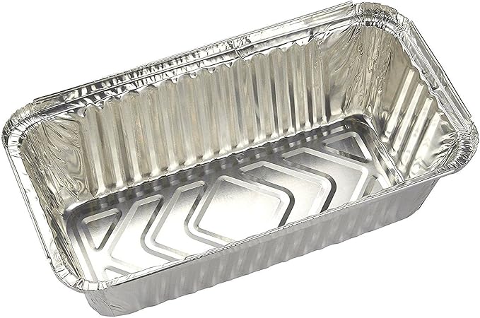 Juvale 50 Pack Aluminum Foil 2 lb Disposable Loaf Pans With Lids for Baking Bread, Heating, Storing Food (32oz, 8.5 x 4.5 In)