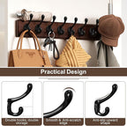 Coat Hooks, 16 Pack Black Metal Heavy Duty Screw-in Wall Hooks for Closet, Backpack, Bag, Clothes - Mounted Door Hooks for Classroom, Cubby Organization