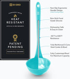 DI ORO Silicone Ladle - Heat-Resistant Large Kitchen Soup Spoon for Cooking & Serving - Nonstick Cookware Safe With Wide Bowl - Dishwasher Safe Utensil (Teal)