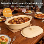 MAGNIFIQUE Casserole Dishes for Oven, 9x12 Porcelain Baking Dish, 4 Quarts Lasagna Pan with Handles and Lid, Oven Safe up to 500°F or on Stovetop, Use to Marinate, Cook, Bake, and Serve, Brown