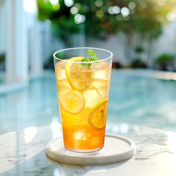 Amazing Abby - Cafely - 24-Ounce Plastic Tumblers (Set of 8), Plastic Drinking Glasses, Restaurant-Style Tumblers, Commercial-Grade Cups, Stackable, BPA-Free, Shatter-Proof, Dishwasher-Safe, Clear