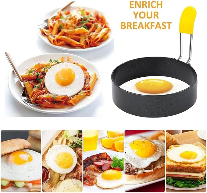 4 Inch Large Egg Rings for Frying Eggs, 2 Pack Stainless Steel Egg Cooking Rings Nonstick Round Egg Shaper Mold with Anti-scald Handle for English Muffins Pancake Cooking Griddle