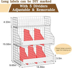 keomaisyto Egg Holder Countertop with 5 Dividers & DIY Nameplate to Separate Eggs, 3 Tier Stackable Wire Storage Baskets for Gathering Fresh Eggs, Wall-Mounted XXL Egg Rack, White (Patent Pending)