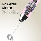 Zulay Kitchen Lux Rechargeable Milk Frother Handheld - Powerful 2-Speed Motor, Fully Waterproof, 2000mAh Battery - Drink Mixer For Latte, Cappuccino, Matcha, Protein Powder - Pink