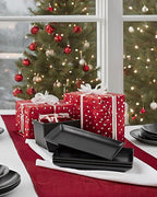 Gomakren Serving Platter Serving Dishes, 14 Inch Porcelain Serving Trays for Party, Large Serving Platters and Trays, Rectangular Sushi Plates for Entertaining Thanksgiving, Set of 4, Black