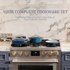 Stock Pot 4.5QT Nonstick Ceramic Dutch Oven with Lid (9.5") Non-Toxic PFAS-Free Even Heat Distribution, for Braising, Baking Bread & Soups, Compatible for All Cooktops(Induction/Gas/Electric) Oven Safe to 500°F, Navy Blue