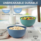 Wheat Straw Bowls - Cereal Bowls Set of 6 | Unbreakable Pastic Bowl Reusable, Dishwashe and Microwave Safe Bowls, Kitchen Bowl for Soup, Salad, Picnic, Camping (Multi Colors)