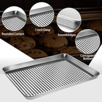 Stainless Steel Baking Sheet with Rack Set, Cookie Sheet with Cooling Rack, Set of 6 (3 Sheets + 3 Racks), Easy Clean