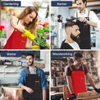 Genixart 6 Bulk Pack Chef Apron for Men Women with Pockets, Cross Back Apron for Kitchen Cooking Baking Artist Painting, Cotton Canvas Work Aprons for Restaurant, Cafe Shop, Garden (Red, M to XXL)