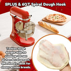GVODE Stainless Steel Spiral Dough Hook for Kitchenaid Stand Mixer, Bread Hook Fits Kitchenaid 5Plus & 6QT Bowl-Lift Stand Mixers, Dishwasher Safe, Not Fit for KitchenAid TILT-HEAD Mixer