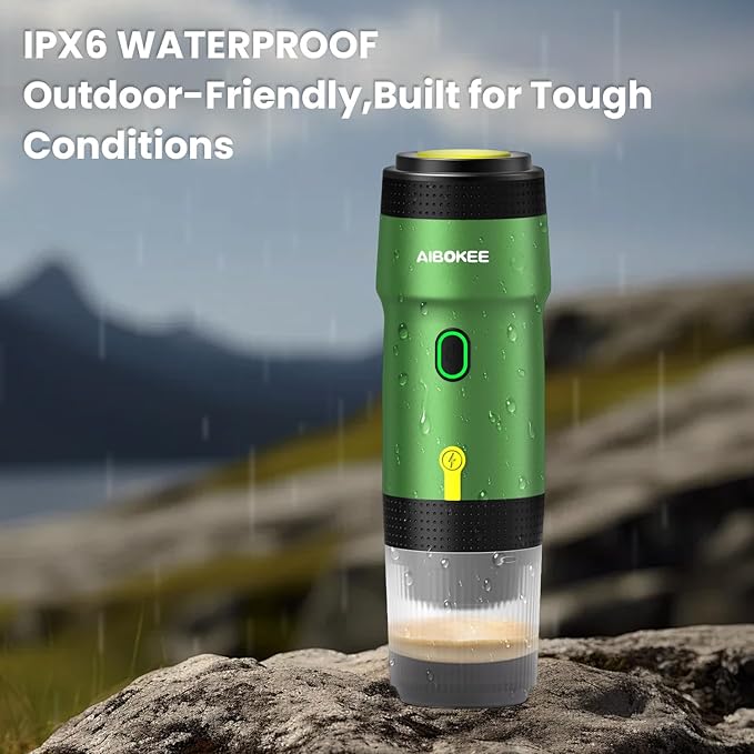 Portable Electric Espresso Machine,Travel Coffee Maker for Camping, Car Coffee Maker Self-Heating with USB-DC,3-in-1 Extraction of 8g Coffee Powder,NS and Small Capsules for RV,Hiking,Office G