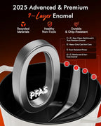 Nuwave 6QT Healthy Enameled Cast Iron Dutch Oven Pot with Lid, Heavy Duty 7-Layer Enamel, Enhanced Rust Protection, Dual Handles, Oven Safe to 500°F for Sourdough Bread Baking, Braise, Stew, Roast