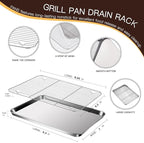 Baking Sheet with Racks Set [2 Sheets + 2 Racks], Stainless Steel Baking Sheets with Cooling Racks, Nonstick Pan, Warp Proof & Rust Proof & Easy to Clean, Size 9.3 X 7 X 1 Inch