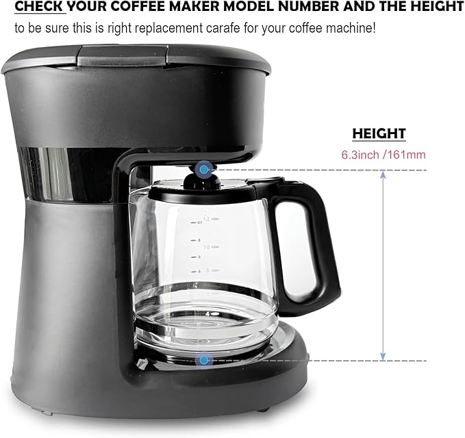 12-Cup Replacement Glass Coffee Carafe Compatible with Mr. Coffee LMX, TP, MMX, and MSX series coffeemakers