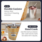 Elite Gourmet Old Fashioned 4 Quart Vintage Wood Bucket Electric Ice Cream Maker Machine Appalachian, *Bonus Classic Die-Cast Hand Crank for Churning, Uses Ice and Rock Salt Churns Ice Cream in Minute