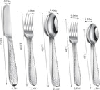 Hammered Silverware Set, 40-Piece Heavy Duty Stainless Steel Flatware Sets for 8, Food-Grade Cutlery Set for Home Restaurant, Mirror Polished, Dishwasher Safe