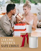 Utensil Holder - 7.2"+5.4" Ceramic Utensil Holder for Kitchen Counter, Large Utensil Crock Flatware Organizer Spatula Holder for Counter, Farmhouse Embossed Vase for Housewarming, Home & Kitchen Decor