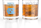Greenline Goods – University of North Carolina Tar Heels College Whiskey Glasses (Set of 2), 10 oz – Full-Color Logo + Campus Map