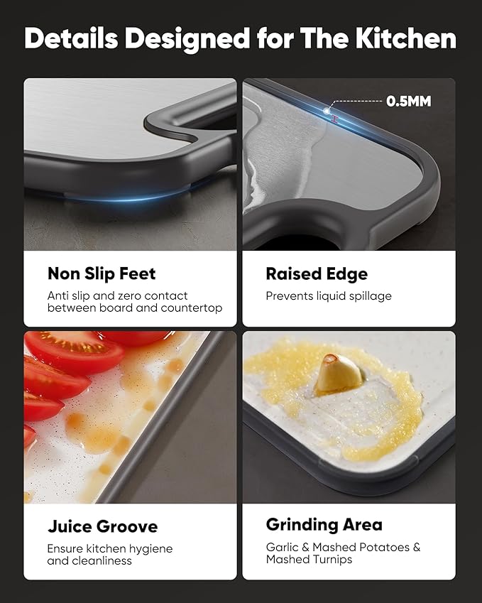 G.C&yite Titanium Cutting Board for kitchen, Lightweight No Toxic Double Sided Pure Titanium Chopping Board with Wheat Straw PP for Food Safety, Easy to Clean, Kitchen Gifts 15.5" x 10.5", 1-Pcs