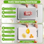 Titanium Cutting Board,Double-Sided Large Cutting Board for Kitchen, Food Grade chopping board for Meat,Pure Titanium and Wheat Straw PP,Non Toxic,Dishwasher Safe,16.5 * 10.2Inch