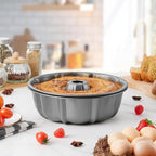 Homikit Cake Pan 10 Inch, 2 Pack Heavy Duty Carbon Steel Fluted Tube Round Pans 10 Cups for Baking Pound Cakes, Jello, Brownie, Monkey Pumpkin Bread, Oven Safe & Easy Release, Gray