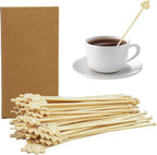 60Pcs Coffee Stirrers Stir Sticks-7Inch Bamboo Coffee Stirrers Beverage Mixer with Coffee Ends Disposable Eco-Friendly Biodegradable Cafés Sticks for Christmas Office Milk Tea Bar Hot Drinks