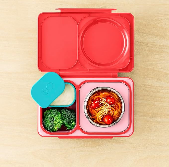 OmieBox UP (2 pack) Leakproof Dips Containers To Go, Salad Dressing Container, Condiment Container with Lids - Food Safe Silicone - 4.5 ounces (Pink/Teal)